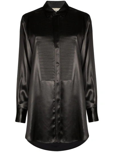 Shop Bottega Veneta Textured Bib-panel Shirt In Black