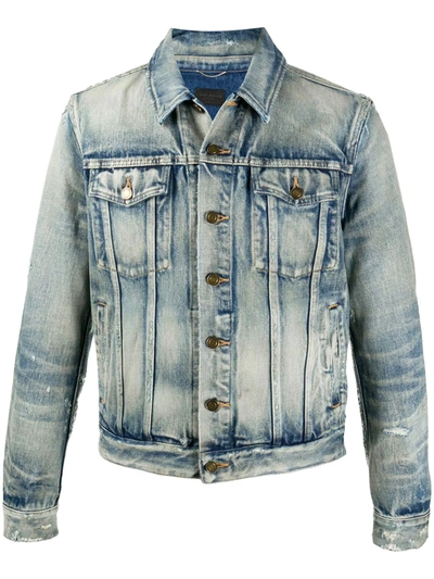 Shop Saint Laurent Stonewashed Button-up Denim Jacket In Blue
