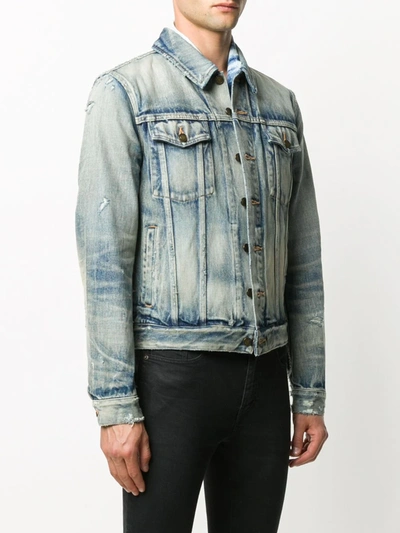 Shop Saint Laurent Stonewashed Button-up Denim Jacket In Blue