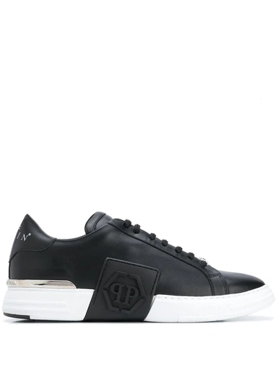 Shop Philipp Plein Phantom Kick$ Lo-top Leather In Black