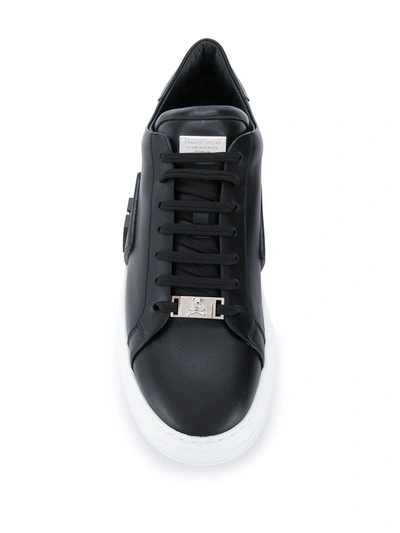 Shop Philipp Plein Phantom Kick$ Lo-top Leather In Black