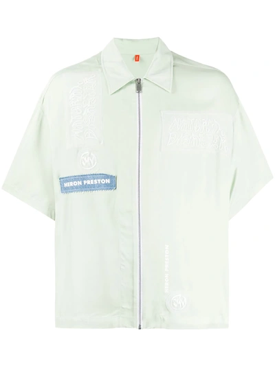 Shop Heron Preston Short Sleeved Zipped Shirt In Green