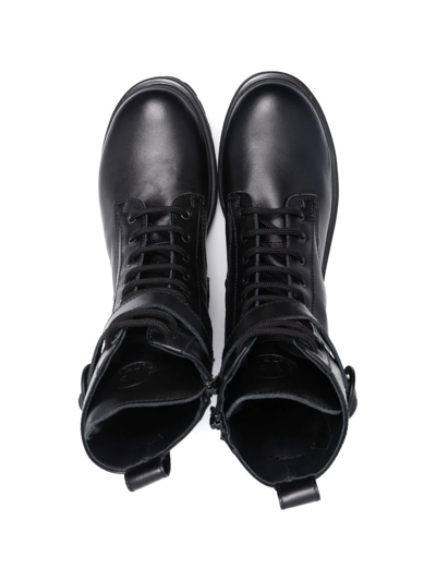 Shop Moncler Teen Carinne Lace-up Combat Boots In Black