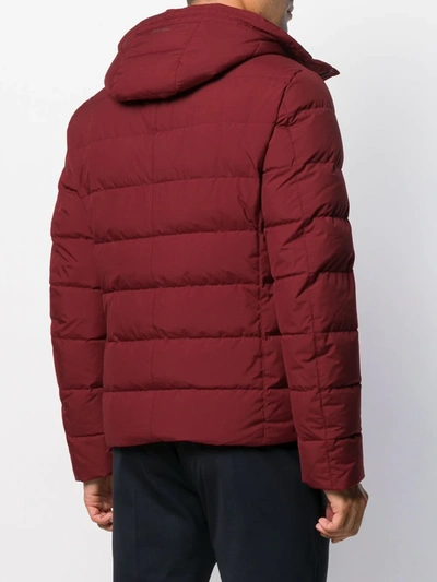 Shop Herno Quilted Zip-up Padded Jacket In Red