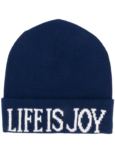 Shop Alberta Ferretti Life Is Joy Knitted Beanie In Blue