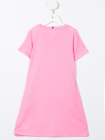 Shop Tommy Hilfiger Junior Logo-print T-shirt Dress In Pink