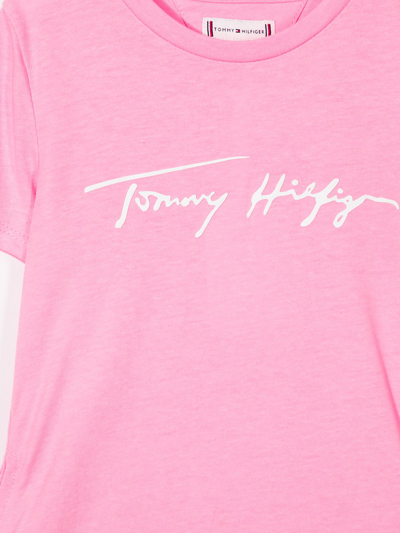 Shop Tommy Hilfiger Junior Logo-print T-shirt Dress In Pink