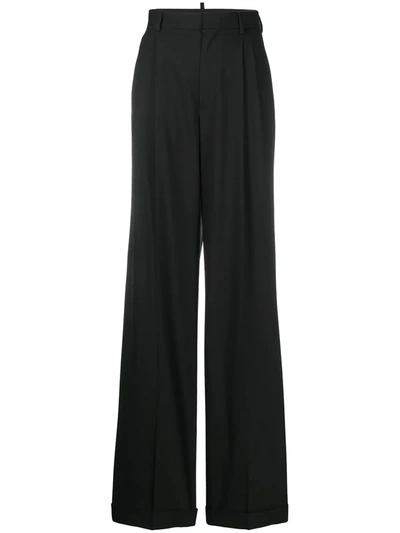 Shop Dsquared2 Long High-waisted Trousers In Black