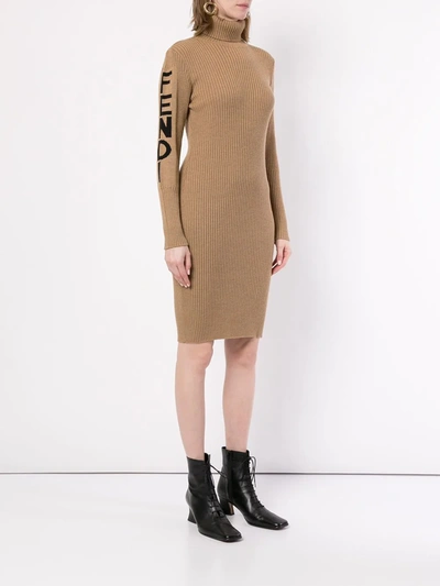 Pre-owned Fendi 1990s Long Sleeve One Piece Dress In Brown