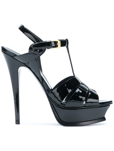 Shop Saint Laurent Tribute 105mm Sandals In Black