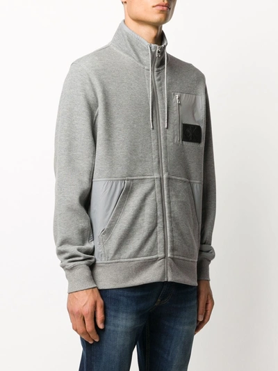 Shop Calvin Klein Jeans Est.1978 Zipped Contrast Panel Sweater In Grey