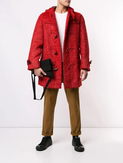 Pre-owned Issey Miyake Hooded Duffle Coat In Red