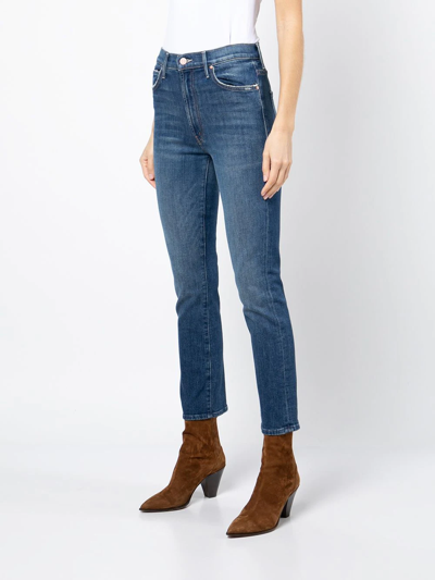 Shop Mother Cropped Skinny-cut Jeans In Blue