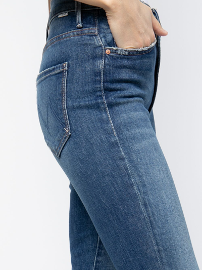 Shop Mother Cropped Skinny-cut Jeans In Blue