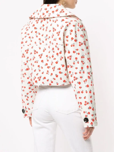 Shop Self-portrait Flower-printed Jacket In White