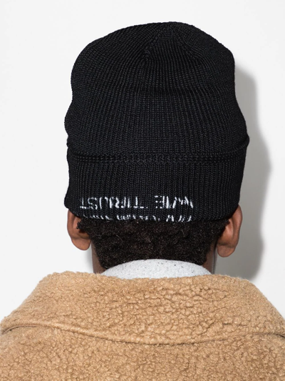 Shop Visvim We Trust Knitted Beanie In Schwarz