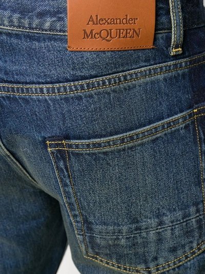 Shop Alexander Mcqueen Side Tape Straight-leg Jeans In Blue