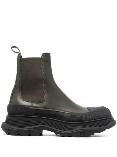 Shop Alexander Mcqueen Chunky-sole Chelsea Boots In Green