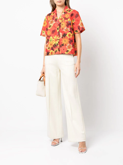 Lhd Escadaria Floral-print Shirt In Orange