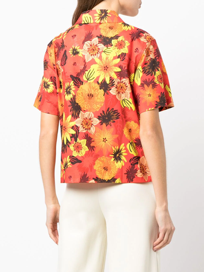 Lhd Escadaria Floral-print Shirt In Orange