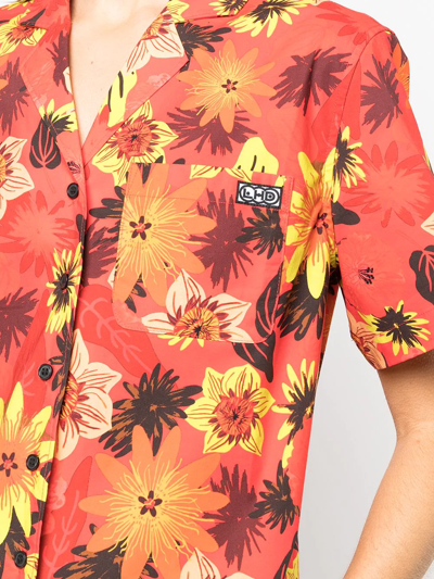 Lhd Escadaria Floral-print Shirt In Orange