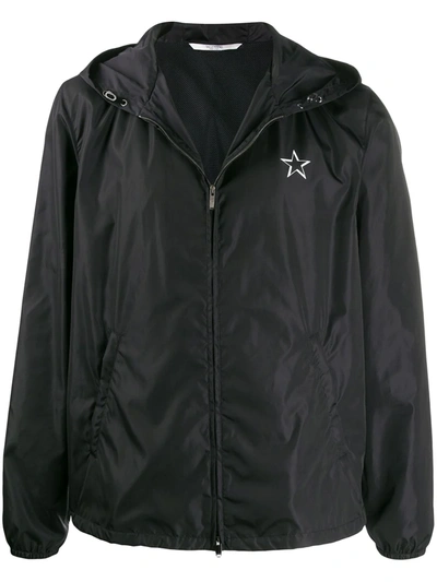 Shop Valentino Vltn Star Hooded Jacket In Black