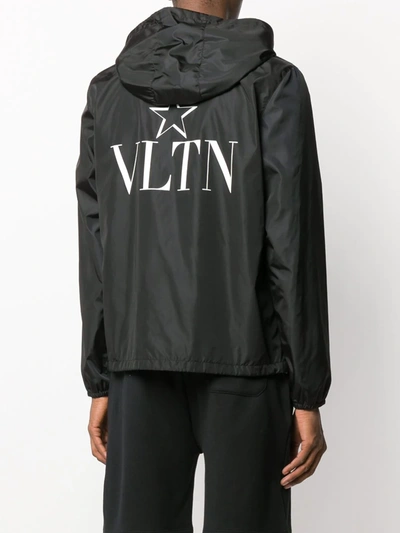 Shop Valentino Vltn Star Hooded Jacket In Black