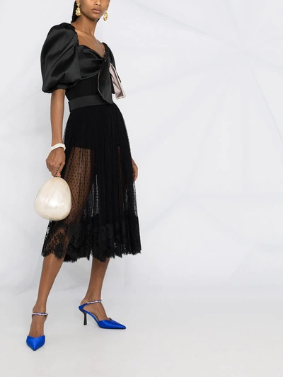 Dolce & Gabbana Point D'esprit Tulle Midi Skirt In Black