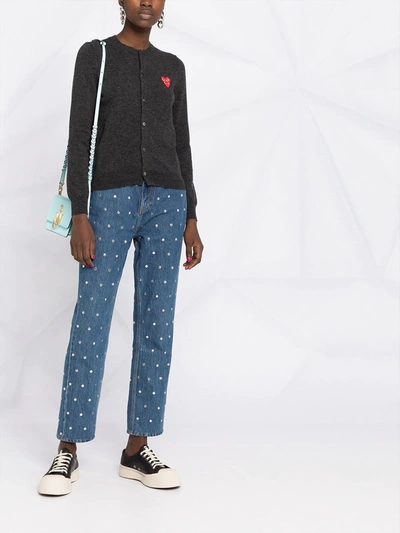 Comme Des Garçons Play グレー ウール Layered Double Heart カーディガン In Grey
