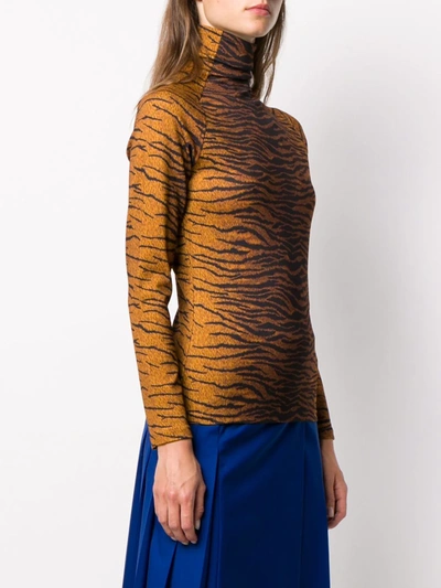 Shop Kenzo Tiger-print Long-sleeve Top In Brown