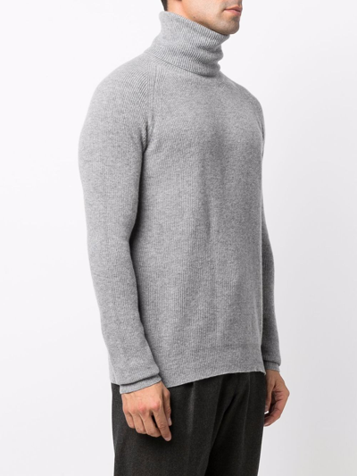 Shop Laneus Ribbed-knit Merino-blend Jumper In Grau