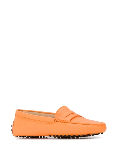 Tod's Driving Loafers In Orange