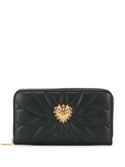 Shop Dolce & Gabbana Devotion Zip-around Wallet In Black