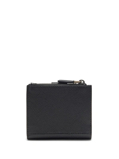 Shop Prada Logo-lettering Saffiano Wallet In Black