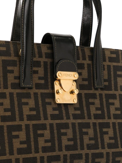 Pre-owned Fendi 1990s Zucca Pattern 2way Handbag In Brown