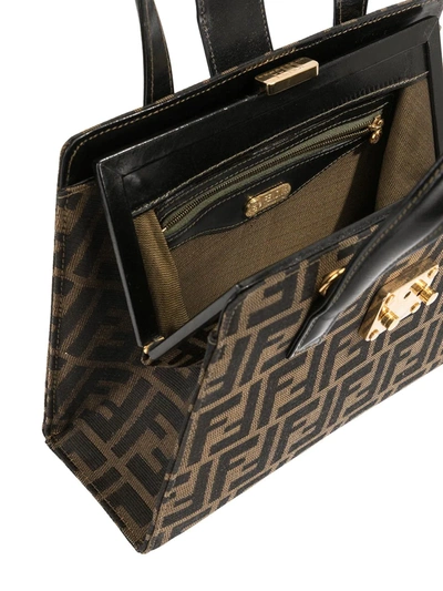 Pre-owned Fendi 1990s Zucca Pattern 2way Handbag In Brown