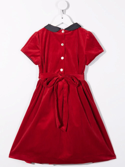 Siola Velvet-effect Embroidered Dress In Red