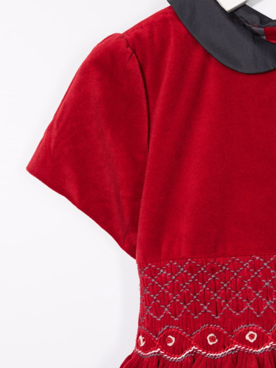 Siola Velvet-effect Embroidered Dress In Red