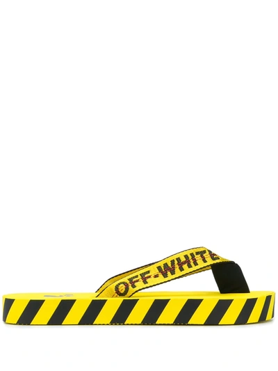 Shop Off-white Diagonal Stripes Flip Flop In Yellow