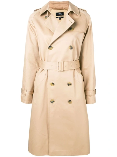 A.P.C. BELTED TRENCH COAT - 大地色