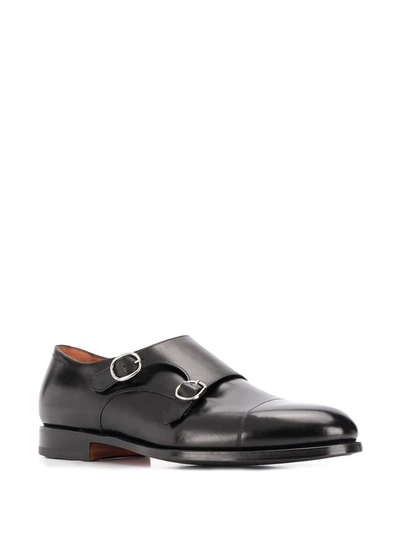 Shop Santoni Round-toe Low-heel Monk Shoes In Black