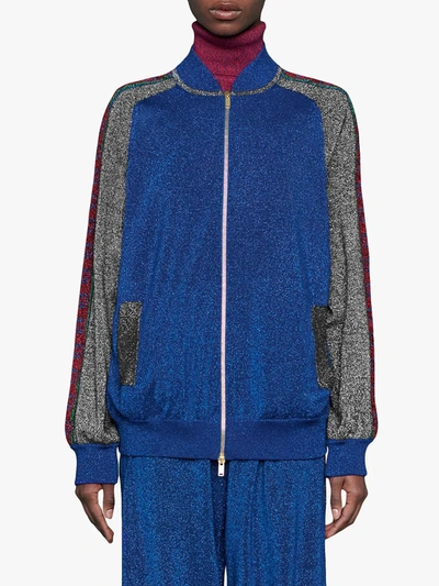 Shop Gucci Lurex Track Jacket In Blue