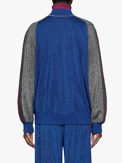 Shop Gucci Lurex Track Jacket In Blue