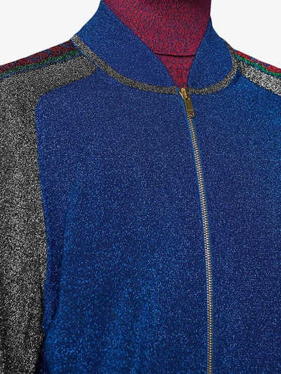 Shop Gucci Lurex Track Jacket In Blue