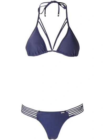 Shop Amir Slama Triangle Bikini Set In Blue