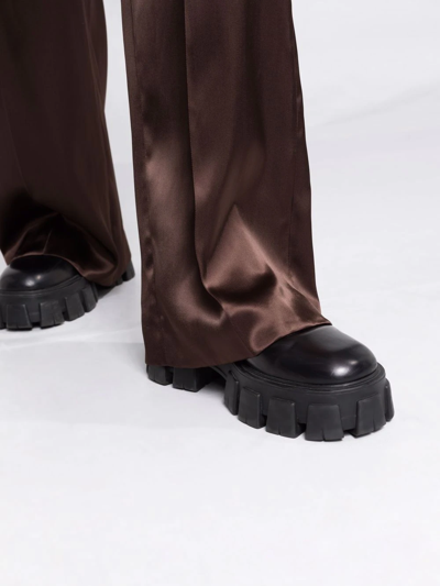 Shop Alexander Mcqueen Satin-effect Trousers In Braun