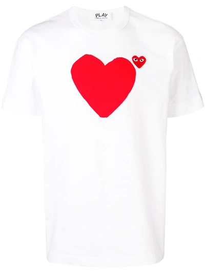 Shop Comme Des Garçons Play Logo Heart Printed T-shirt In White
