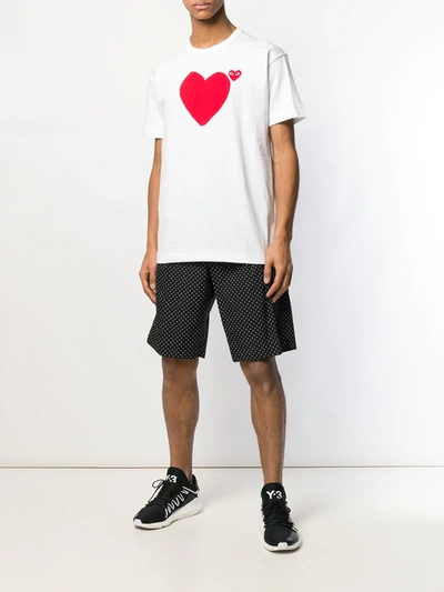 Comme Des Garçons Play White Double Hearts At Back T-shirt In White