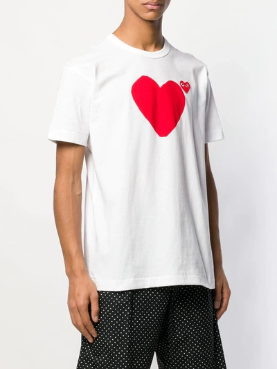 Comme Des Garçons Play White Double Hearts At Back T-shirt In White