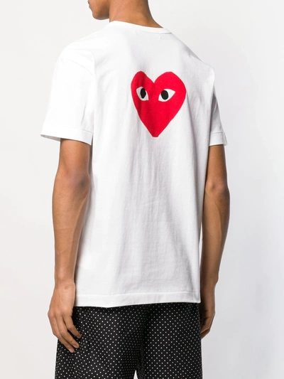 Comme Des Garçons Play White Double Hearts At Back T-shirt In White